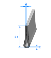 Compact en U  [24 x 2 mm]  [Accroche 2 mm]  Vendu au Mtre