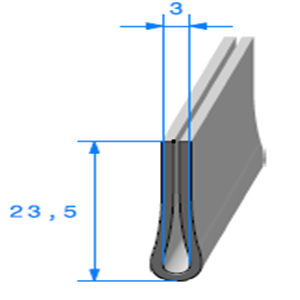 Compact en U  [23,5 x 1.5 mm]  [Accroche 3 mm]  Vendu au Mtre