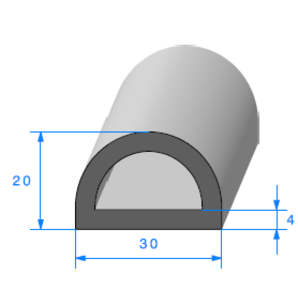 Profil caoutchouc / joint avec bourrelet adhésif rond – noir – Ø 9