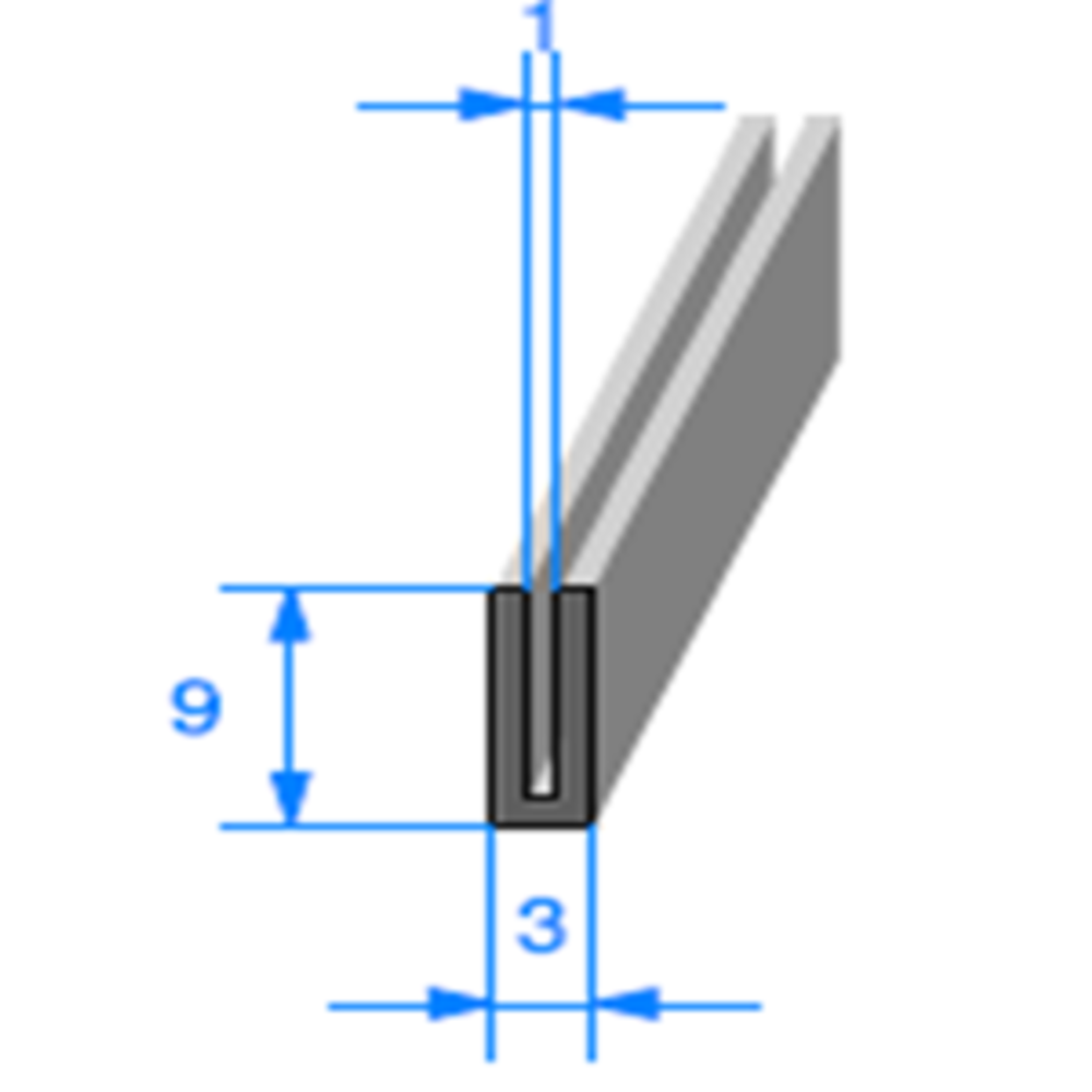 Joint en U de finition de montant de porte BLANC (rouleau de 6m) pour T3,  réf: 31-92200, Type 3